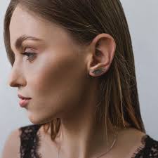 Sterling Silver Angel Wing Climber Earrings: Handmade Minimalist Jewelry