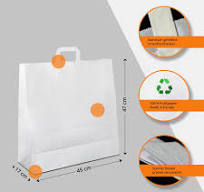 Papiertüten weiß mit Flach-Henkel I 50 Stk. 45+17x47cm I Papiertragetasche  für Einzelhandel, Hochzeit, Geburtstag, TO-GO I Geschenktüten aus ...