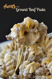Cheesy Ground Beef Pasta Loaded With Cheese This Cheesy Ground Beef Pasta Can Be On The Table In No Ti Beef Pasta Recipes Ground Beef Pasta Beef Recipes Easy