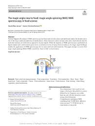 Huge selection & secure ordering. The Magic Angle View To Food Magic Angle Spinning Mas Nmr Spectroscopy In Food Science Request Pdf