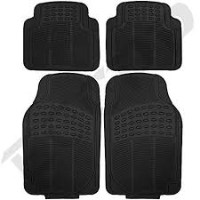 Eccpp 4pc Full Set Ridged Heavy Duty Rubber Floor Mats Universal Fit Mat For Car Suv Van Trucks Front Rear Driver Passenger Seat Black Car Acce