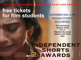 Live screening tonight, 30th, in Hollywood with free tickets for film  students: 6 films, 6 directors