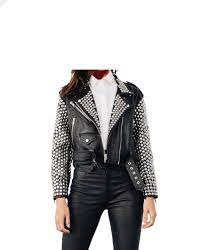 Women S Leather Studded Jacket Leather Bikers Jacket Motorbikers Jacket Leather Bomber Jacket Silver Studded Jacket Studded Leather Jacket Leather Jacket Leather Jacket Men