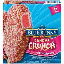 Blue Bunny Frozen Sundae Crunch Bars Strawberry 3 0 Oz 6 Ct Carton Ice Cream Bars 6 Ct Icecream Bar Crunch Bar Blue Bunny Ice Cream