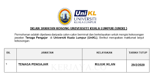 Ada tak jawatan kosong sebagai tenaga pengajar kemahiran dalam bidan fashion?? Jawatan Kosong Terkini Tenaga Pengajar Di Universiti Kuala Lumpur Unikl Kerja Kosong Kerajaan Swasta