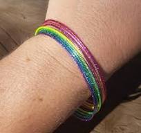 Rainbow Bangles: 8 Bracelet Set Steel Metal ROYGBIV Colored ...
