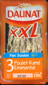 Xxl Pain Suedois Poulet Fume Emmental Daunat 230 G