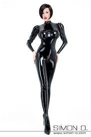 Latex catsuit with puff sleeves - Dominatrix suit with comfortable fit