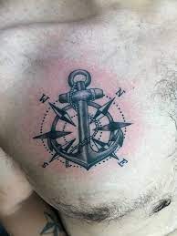 Black And Grey Anchor Chest Tattoo Chest Tattoo Men Tattoos For Guys Chest Tattoo