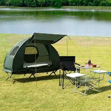 Gymax 2 Person Compact Portable Pop Up Tent Camping Cot W Air Mattress Sleeping Bag Walmart Com Bubble Tent Pop Up Tent Tent