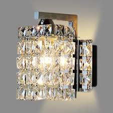 Rectangular Bathroom Wall Mount Light Fixture Clear Crystal 1 Light Vintage Style Sconce Lighting H6 X L5 X W5 Beautifulhalo Com