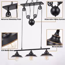 Ganeed Pulley Pendant Light Kitchen Island Adjustable Industrial Rustic Hanging Lamp Vintage Lights Fixture Black Pendant Lights Aliexpress