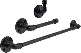 Bathroom hardware sets buying guide. Amazon Com Industrial Pipe Bathroom Hardware Fixture Set By Pipe Decor 3 Piece Kit Includes Robe Hook 18 Inch Towel Bar And Toilet Paper Holder Heavy Duty Diy Style Modern Chic Electroplated Black