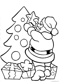 Santa Claus Coloring Pages Decorating Christmas Tree Coloring4free Coloring4free Com