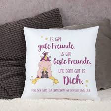 Kuschelkissen Fur Freundinnen Mit Knuddelhorn Und Ihrem Wunschtext Valentinsspruche Geburtstagsgeschenk Bester Freund Und Beste Freunde Spruche