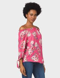 Off The Shoulder Floral Tie Sleeve Top Original Price 34 00 Available At Dressbarn Women Tops Online Trendy Cardigans Dressbarn