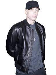 American Rapper Eminem Black Leather Jacket Leather Jacket Eminem Jackets