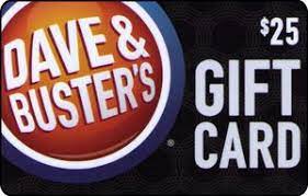 This card may only be redeemed for the purchase of food, beverages, game play, merchandise, taxes and gratuities, but not special events or private parties at any dave & buster's in the united states. Gift Card Logo 25 Dave And Buster S United States Of America Dave And Buster S Col Us D 019 Sv1704101