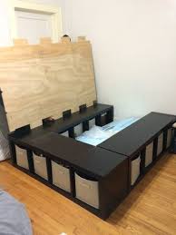 I built the bed frame in two halves. Shelf Bed Storage Diy Storage Bed Home Decor Furniture