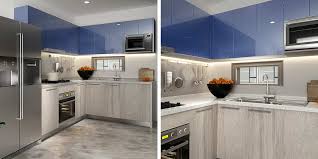 From dark blues to bright yellows, their picks may surprise you. Mix Color Grey Laminate And Blue Acrylic Kitchen Op19 Hpl04