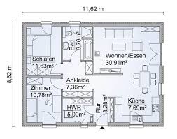 Bungalow Haus Grundriss Erdgeschoss Kuche Offen 3 Zimmer Walmdach Einfamilienhaus Ebenerdig Bauen Ideen Fert Haus Grundriss Grundriss Wohnung Haus Bungalow