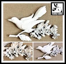 Vintage Bird Wall Hanging Bird Plaque White Bird Wall Decor Bird Wall Decor Vintage Birds White Bird