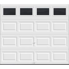 Clopay Classic Collection 8 Ft X 7 Ft 12 9 R Value Intellicore Insulated White Garage Door With Plain Windows Hdp13 Sw Plain The Home Depot Garage Doors Garage Door Windows White Garage Doors