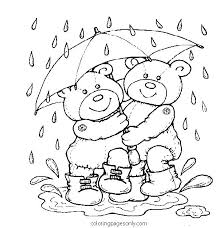 Duck with an umbrella hand drawn black and vector. Cute Teddy Bear Under The Umbrella In The Rain Coloring Pages Coloring Pages Natural Phenomena Coloring Pages Coloring Pages For Kids And Adults
