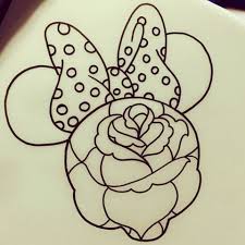 Red heart and outline mickey mouse tattoo design. Outline Flower Patterned Minnie Mouse Tattoo Design Tattooimages Biz