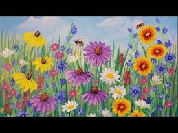 What kind of paint do you use to paint butterflies? Wildflowers Acrylic Painting Tutorial Live Beginner Step By Step Flowers Youtube Wildflower Acrylic Painting Flower Painting Acrylic Painting Flowers