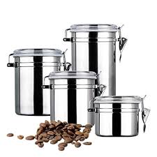 You better choose stainless steel or others. Kitchen Storage Organization Canister Set 4 Piece Stainless Steel Kitchen Storage Coffee Sugar Tea Flour Lids Canisters Jars
