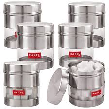 Check spelling or type a new query. Hazel Stainless Steel Transparent See Through Container Set Of 6 Silver 400 Ml Each Buy Online In Bahamas At Bahamas Desertcart Com Productid 157400910