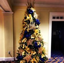 Christmas Tree In Navy Gold And Yellow Gold Christmas Decorations Blue Christmas Tree Decorations Gold Christmas Tree