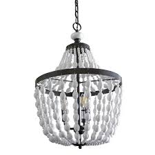 Decor Therapy Avery 3 Light Orb And Ivory Bead Modern Contemporary Beaded Chandelier In The Chandeliers Department At Lowes Com