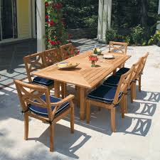 Covered outdoor terrace with dining room and beautiful back yard. Teak Outdoor Dining Set Fiori 7 Ft Rectangular Table
