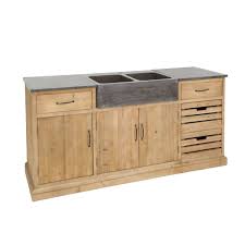 Meubles de cuisine en bois massif. Meuble De Cuisine Bois Et Pierre Avec Evier 180 Cm Made In Meubles