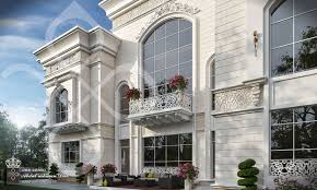 Classic Villa With White Stone Uae Diebstudio Classic House Design Luxury Exterior Design Classic House Exterior