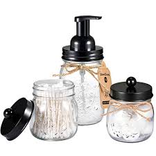 Hymmah bathroom accessories set,toothbrush holder,farmhouse bathroom decor,4 pcs resin gift set apartment necessities, contain toothbrush cup,soap dispenser,soap dish,tumbler 4.6 out of 5 stars 447 Mason Jar Bathroom Accessories Set Mason Jar Foaming Hand Soap Dispenser And Qtip Holder Set Rustic Farmhouse Decor Apothecary Jars Bathroom Countertop And Vanity Organizer Black Patent Pending Buy Online In