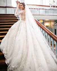 Floral Detail Embellished Long Sleeve Ballgown Wedding Dress Modwedding Wedding Dresses Ball Gown Wedding Dress Long Sleeve Ball Gowns