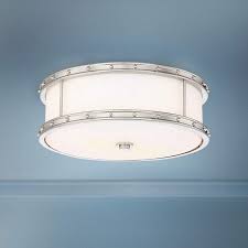 The ksana farmhouse flush mount ceiling light offers a very quick and easy installation process. Flush Mount 15 1 2 W Brushed Nickel Drum Led Ceiling Light 70m62 Lamps Plus