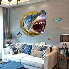 Comes with ocean life decals and a light to replicate the flow of the ocean water. Sea Big Shark Fish Room Home Decor Removable Wall Stickers Decals Decoration Home Decor Decor Decals Stickers Vinyl Art