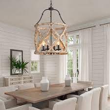 Vintage Distressed Carved Wood 4 Light Lantern Farmhouse Chandelier In Rust Farmhouse Dining Room Lighting Dining Room Chandelier Dining Room Light Fixtures