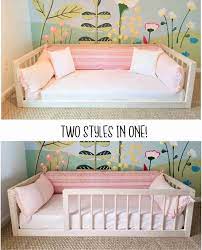 montessori floor bed with rails twin full or queen floor bed etsy diy toddler bed toddler floor bed toddler rooms