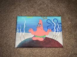 Meme Painting Spongebob Patrick Meditating Etsy In 2021 Disney Canvas Art Diy Canvas Art Mini Canvas Art