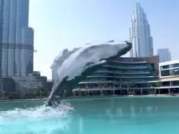 The dubai fountain is a choreographed fountain system located on the 12 hectare (30 acre) manmade burj khalifa lake, at the center of the downtown dubai development in dubai. What Was A Whale Doing At The Dubai Mall Fountain Uae Gulf News