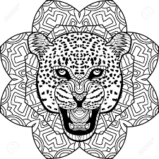 Jaguar jaguar eyeing on mule deer coloring pages jaguar eyeing on mule deer coloring pages deer coloring pages cat coloring page pencil drawings of animals jaguars are the only large felines in central and south america. Stern Jaguar On A Background Of A Circular Mandala Pattern Coloring Antistress Page Book Element For Your Design Royalty Free Cliparts Vectors And Stock Illustration Image 66545778