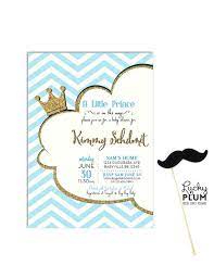 Prince Baby Shower Invitation Crown Royal Cloud Invite Chevron Blue Gold Twin Couple Invite Glitter Black Gold Invite Digital File Prince Baby Shower Invitations Prince Baby Shower Baby Shower Invitations