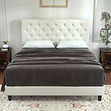 Shop for white tufted headboard queen online at target. Allewie Queen Bed Frame With Adjustable Diamond Button Tufted Headboard Faux Leather Upholstered Platform Bed Mattress Foundation No Box Spring Needed White Pricepulse