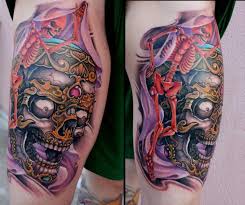 Table of contents traditional japanese tattoo sleeve japanese dragon tattoos meaning japanese skull tattoo meaning. Japanese Skull Thigh Tattoo By Dirty Roses