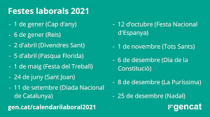 Calendario laboral en la provincia de alicante de 2021. Calendari Laboral 2021 Gencat Cat